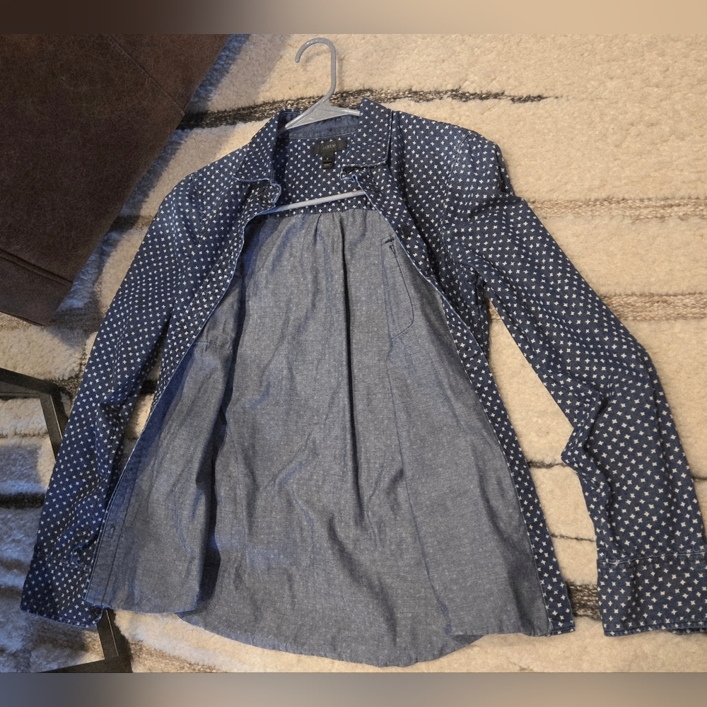 J. Crew Keeper Chambray shirt in Star Dot 6 Western Cotton Denim Trending Horses